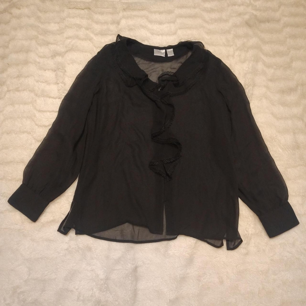 Chico's Silk Ruffle Sheer Blouse